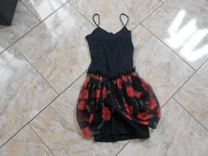 Abend Volant Stretch Tüll Perlen Kleid Rosen Kleid S schwarz Rot Grün #EB417 - Picture 1 of 1