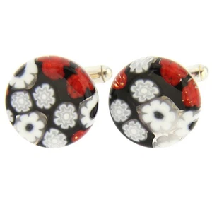 Gemelos GlassOfVenice Murano vidrio veneciano Millefiori - rojo y negro - Imagen 1 de 3