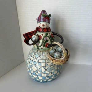 Jim Shore Heartwood Creek Ready To Roll Snowman Figure Basket Ornaments 2006 - Picture 1 of 6