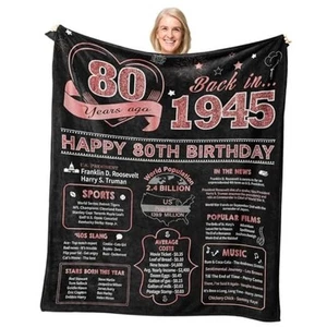 80th Birthday Gifts for Women, 80 Year Old Birthday 80th women Birthday 60"X50" - Picture 1 of 8
