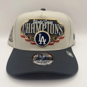 2025 World Series cremefarben anthrazit Champion Locker LA Dodgers 9FORTY Druckknopflasche Mütze - Bild 1 von 11