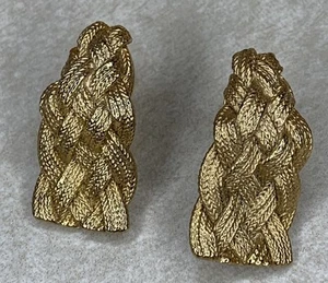 Signed Napier Earrings Gold Tone Braided Rope Clip On VTG - Picture 1 of 8