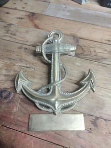 Vintage Solid Brass Ship Boat Anchor Door Knocker Nautical Theme Decor 9" x 7" - Picture 1 of 1