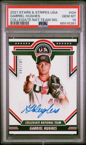 2021 2022 USA Stars & Stripes GABRIEL HUGHES AUTO RC BLUE INK # /349 PSA 10 GEM - Picture 1 of 2