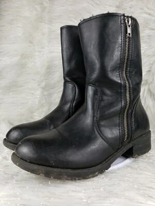 G. H. Bass Georgia Stiefel Gr. 8 schwarz Strickeinsatz Reißverschluss außen runde Spitze - Bild 1 von 5