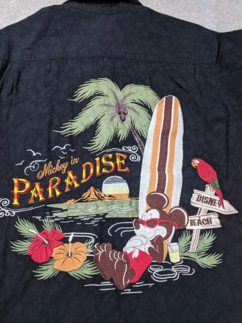 Disney Parks Tommy Bahama Blue Mickey & Friends Hawaiian Camp Shirt Size M