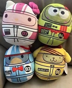 Hello Kitty Race Car Driver SET of 4 Plush Tuxedo Sam Pompompurin Keroppi Squish - Picture 1 of 10