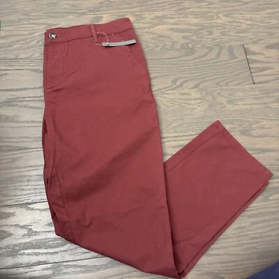 NWT ASOS Chino Pants Mens Size 34 W34 L32 34x32 Red Maroon Button Fly Straight - Image 1 of 4