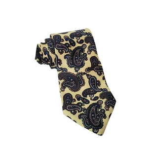 Claybrooke Mens Neck Tie Yellow Paisley Standard Width Standard Length 60 - Picture 1 of 9