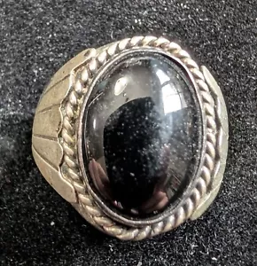 Vintage Navajo Twisted Wire Sterling Black Onyx Stone men's Ring sizes 12.5 - Picture 1 of 5