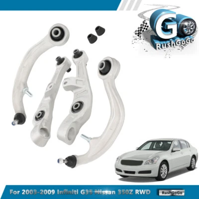 For 2003-2009 Infiniti G35 Nissan 350Z 4pcs Suspension Front Lower Control Arm - Image 1 of 4