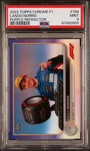 2022 Topps Chrome Formula 1 #186 Lando Norris Purple Refractor PSA 9 - Picture 1 of 2