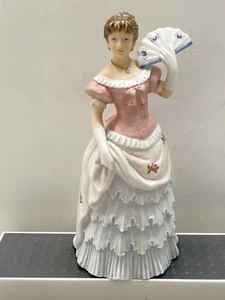 Victorian Lady Flora Fan Porcelain 1421 Gloves Necklace 8” Tall - Picture 1 of 7