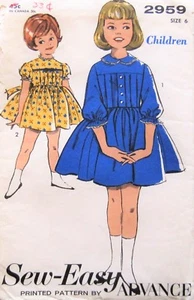 UNBENUTZT Vintage 1960er Easy Girl Kinder KLEID ADVANCE SCHNITTMUSTER 2959 ~ Größe 6 ~ B24 - Bild 1 von 3