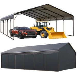 20'x30' Reinforce Metal Carport Heavy Duty Car Port Shelter Garage with Sidewall - Picture 1 of 9