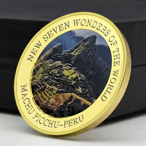 Perú Machu Picchu Chapado en Oro Moneda Desafío Nueva Medalla Adorno Siete Maravillas - Imagen 1 de 12