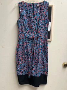 NWT DKNY Donna Karan New York Melon Blue Black Abstract Floral Sleeveless Dress - Picture 1 of 9