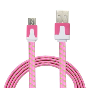 NTJ Flat Braided Noodle Charger Cable for SAMSUNG GALAXY S4 S6 S7+ MICRO USB LG - Picture 1 of 32
