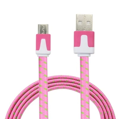NTJ Flat Braided Noodle Charger Cable for SAMSUNG GALAXY S4 S6 S7+ MICRO USB LG - Image 1 of 4