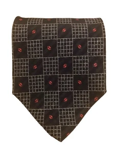 Giorgio Armani Silk Tie, Black Red & Silver Geometric Design - Picture 1 of 3