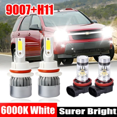 4X Bombilla de faros LED de haz antiniebla alto bajo 9007 H11 para Chevrolet Equinox 2005-2009 Foto 1 de 4