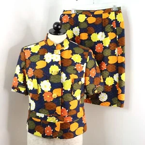 Conjunto Traje Chaqueta Blazer Falda Vintage H. Neuber Para Mujer 6/M Retro Mod MCM Floral - Imagen 1 de 17