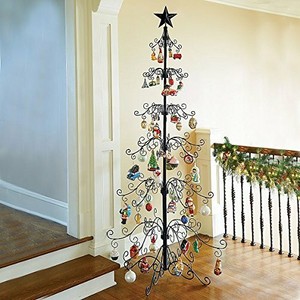 36" & 84" Metal Scroll Christmas Ornament Display Trees in Black & Gold Colors