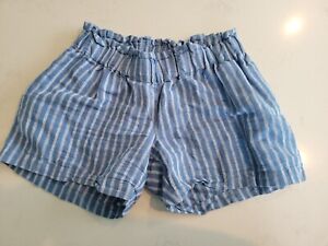 The Nines by HATCH Paper Bag Linen Maternity Shorts Blue Striped Size XS
