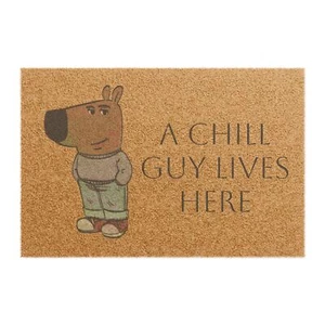 Chill Guy Lives Here Funny Doormat Welcome Mat Memes Home Decor Front Door Rug - Picture 1 of 5