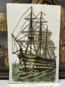 Victorian Era Die Cut Scrap Steamboat Ship Sailing L6 - Picture 1 of 8