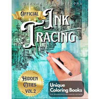 Ink Tracing Coloring Book, Follow the White Lines to Reveal a Unique City