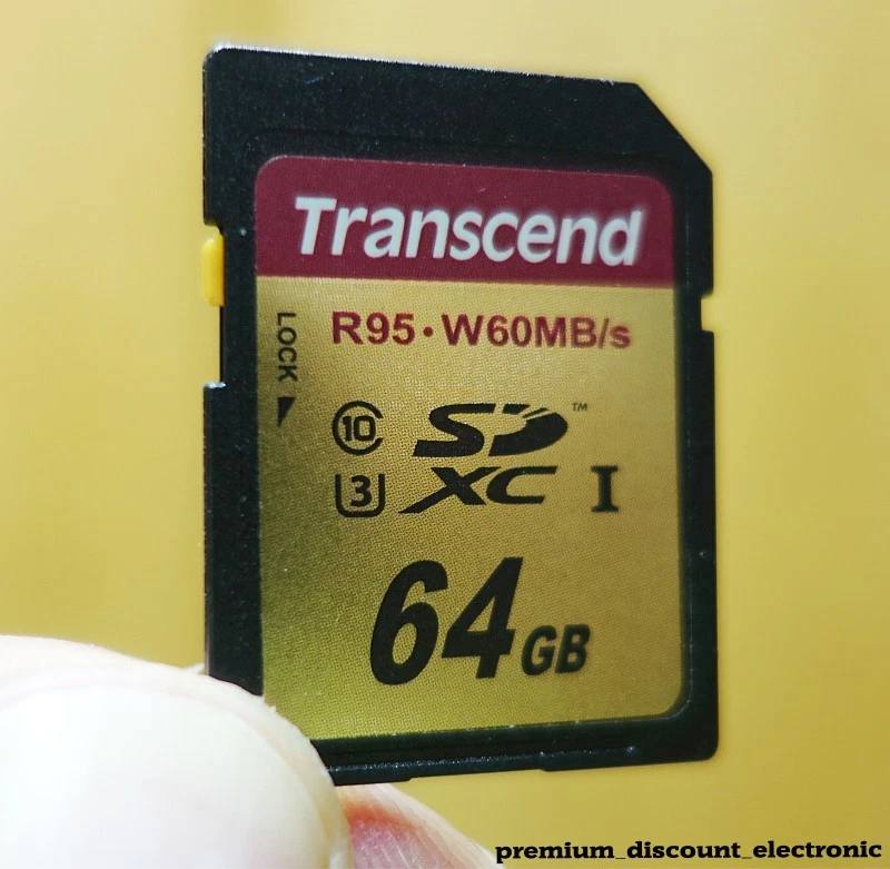 Transcend 64 GB SDXC SDHC Karte SD Speicherkarte 95 MB/s 4K UHS-I U3 R95 W60 - Bild 1 von 1