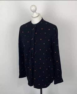 & Other Stories Embroidered Henley Neck Blouse Shirt Black Size 6 / 8 UK Women’s - Picture 1 of 11