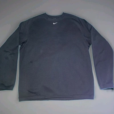 Nike Therma-Fit Crewneck Sweatshirt Black Pullover Center  Swoosh Men’s XL - Image 1 of 4