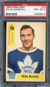 1958-59 Parkhurst #19 Willie Marshall PSA 8 Maple Leafs *ML70-543 - Picture 1 of 2