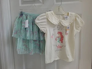 DISNEY PRINCESS Girl's Size 6X 2-Piece Ariel Tulle Skirt & Top Set W/Glitter NWT - Picture 1 of 24
