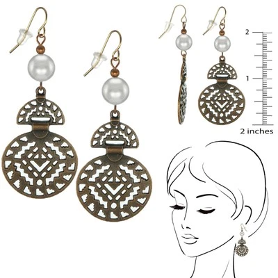 Pendientes Boho Abstractos Cobre Gota Cuentas, Opciones de Color, Alambres de Oro 18K Foto 1 de 4