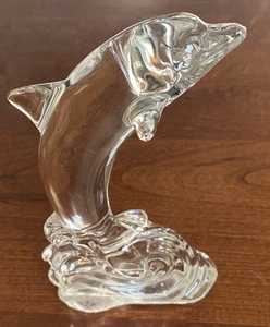 Waterford Crystal Dolphin Figure Statue 5” Tall Jumping Water - Picture 1 of 5