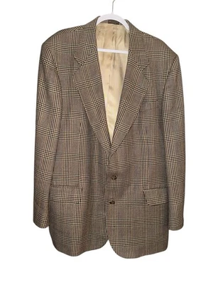 OSCAR DE LA RENTA 男式粗花呢西装外套运动外套休闲夹克尺寸 46L 100% 羊毛 — 第 1/4 张图片