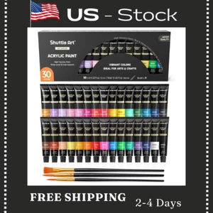 30-Piece Vibrant Acrylic Paint Set with Bonus Brushes - Artist Quality Colors - Picture 1 of 8