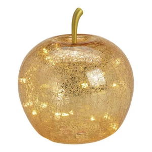 LED Deko Apfel aus Glas mit 20er LED`s  Timer Gold Dekoapfel Lampe Leuchte 16 cm - Bild 1 von 2