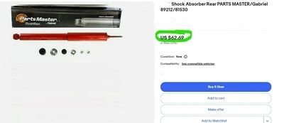 1 Gabriel Rear Gas Shock Pontiac Grand Am J2000 Cavalier 89212 /81530 [BX#1] - Image 1 of 3