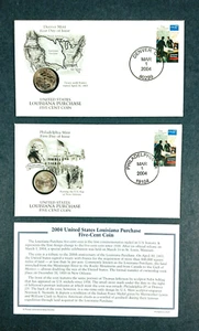 U.S Five Cent Coins Louisiana Purchase Postal Commemorative Both Mints 2004 fdc1 - Picture 1 of 9