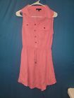 Bebop Dress Size M Burgundy 3/4 Sleeve Elastic Waist Button Up, #707