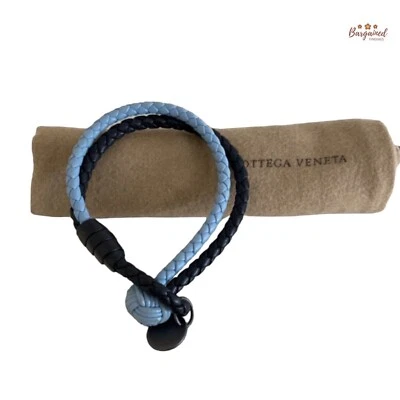 Auténtica pulsera envolvente de cuero trenzado Intrecciato de dos tonos Bottega Veneta Foto 1 de 4