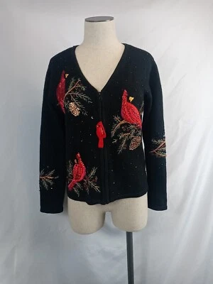 Cárdigan de Navidad de colección Heirloom para mujer pequeño mediano con cuentas cardenales suéter Foto 1 de 4