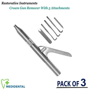 3er Pack - Dental Handinstrumente Kronenbrückenentferner Pistole mit 5 Aufsätzen - Bild 1 von 3
