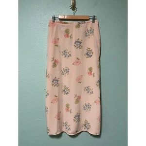 Vintage Leslie Fay Women's Light Pink Floral Midi Skirt Size 10 - Picture 1 of 8