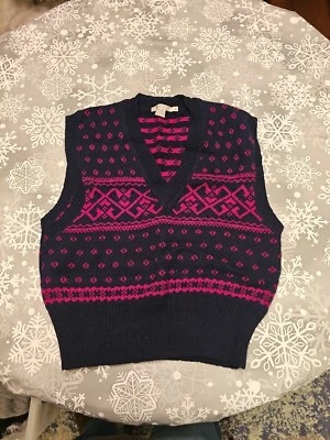 Chaleco Botón Vintage Calvin Klein 100% Lana Talla Mediana M, Negro y Rojo, China Foto 1 de 4