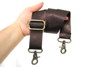 Brown Nylon Brass Hardware Replacement Adjustable Shoulder Strap 59"L, 1.5"W - Picture 1 of 4